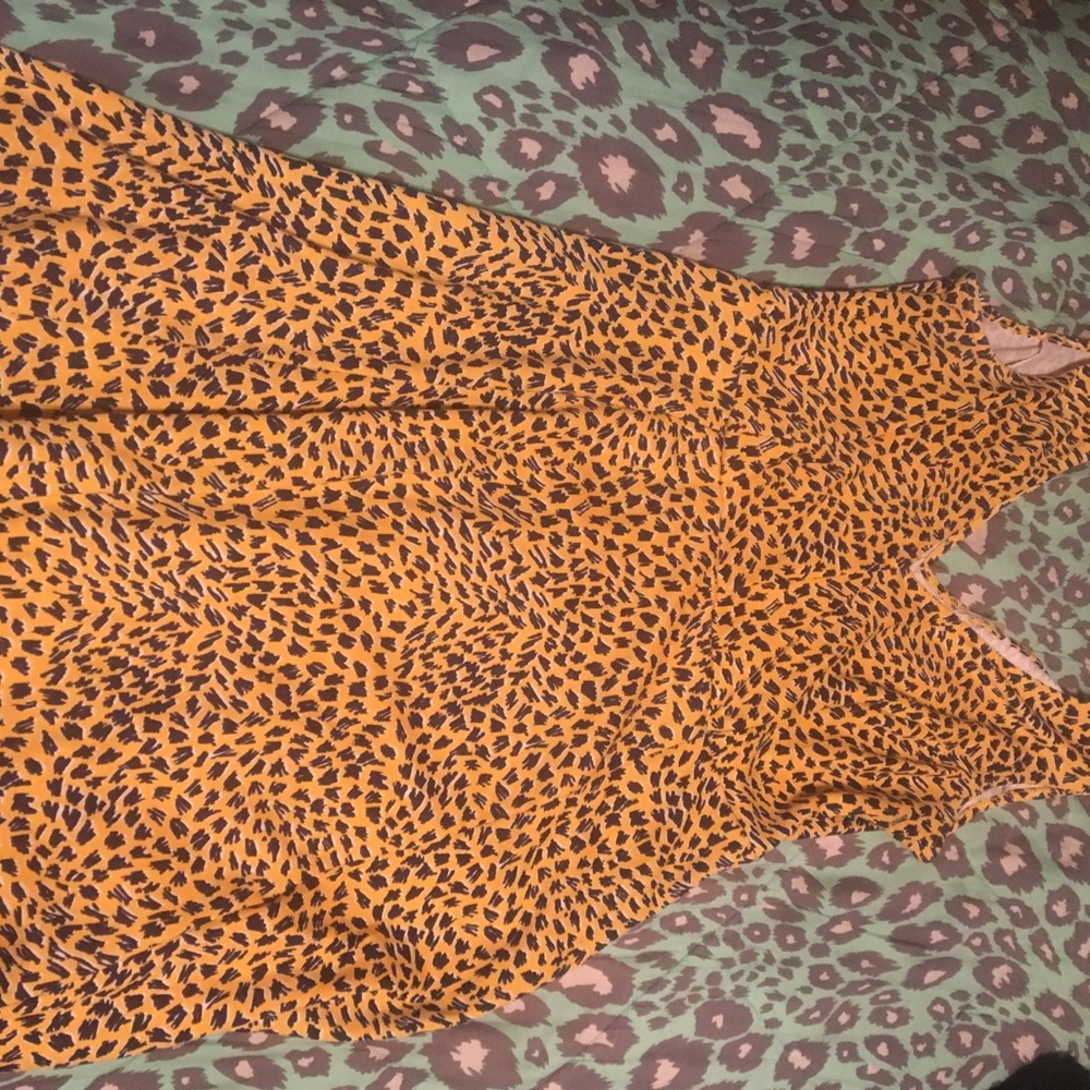 H & M Yellow 90s Splat Print Dress Large